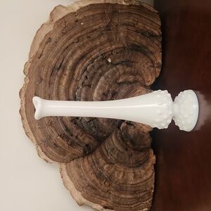Vintage Fenton Hobnail Milkglass Footed Swing Bud Pedestal Vase 9"